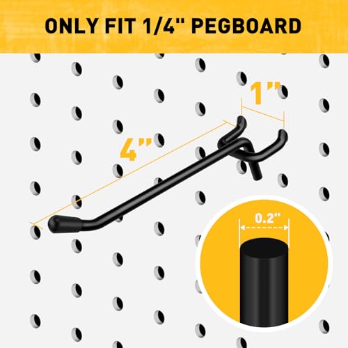 ELEAD 60-Piece 4 Inch Extra Thick Pegboard Hooks, Heavy Duty Peg Board Organizer Accessories, Peg Board Tool Hangers Fit for 1/4" Pegboard Hanging Tools Garage, Workshop, and Craft Storage - style: 60-Piece 4 Inch extra thick