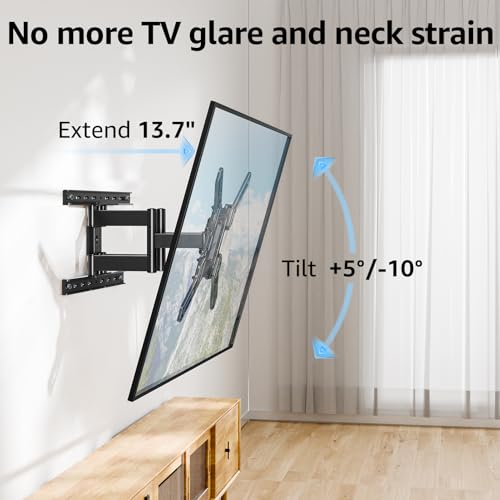 MOUNTUP Ultra Slim Full Motion TV Wall Mount, 1.3" Thin Low Profile TV Bracket for 26-60" LED OLED QLED TVs,Smooth Swivel Tilt Extension,Max Vesa 400x400mm,Up to 88lbs,Fits Single 12" 16" Studs,MU0062 - size: Ultra Slim TV Mount