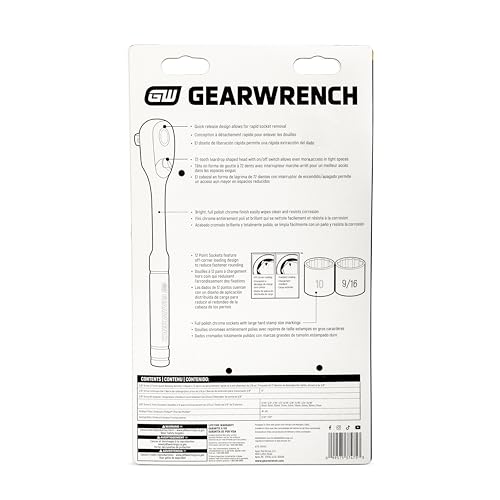 GEARWRENCH 25 Piece 3/8" Dr 72T SAE/Metric Mechanics Tool Set | GWXSCBMTS38 - size: 25 Piece, style: SAE/Metric