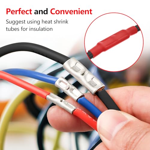 BAALA 150 PCS Non Insulated Butt Connectors Kit,26-8 Gauge Butt Splice Connector Crimp Barrel Splice Connectors, Tinned Copper Marine Grade Seamless Uninsulated Butt Terminals - color: Tinned Copper
