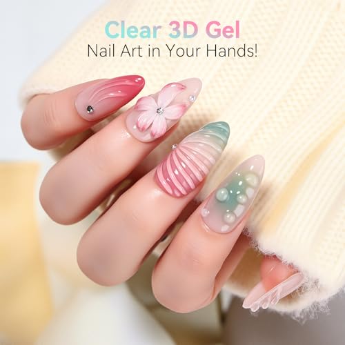 Makartt 3D Nail Gel, 2 Pcs Clear & Noir Sculting Gel for DIY Nail Designs - color: A13-Clear&Noir