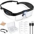 JARLINK Magnifying Glass with Light, 5 Lenses, Rechargeable Headset - color: Black