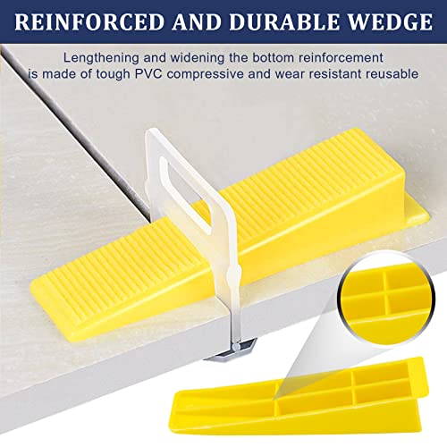 Tile Leveling System with Tile Plier and Rubber Mallet Tile Leveler Tool | 1000 Piece Tile Spacers Clips and 200 Piece Reusable Wedges Kits for Tile and Stone Installation (1/16 Inch) - size: 1/16