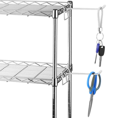 MorningRo 4 Pcs Accessory Shelving Hook for Wire Shelf Accessories, Silver | Heavy Duty Metal with Rubber Cover, Fits Wire Shelves Organizing Kitchen Tools, Space-saving Storage Pantry Garage Closet - color: Silver