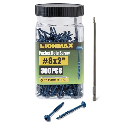 LIONMAX Pocket Hole Screws 2 Inch, 300 PCS Exterior #8 Pocket Screws - size: #8 x 2"