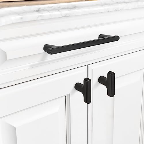 COTYKILEY 10 Pack 5 Inch(128mm) Matte Black Cabinet Handles Black Kitchen Cabinet Pulls Cabinet Door Handles Kitchen Cabinet Hardware Cupboard Drawer Pulls Dresser Handles - color: Matte Black, size: 5" Hole Center（128MM）