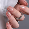 CurvLife Extra Short Oval Press On Nails, Golden Mist Gold, Soft Gel - color: C3 - Golden Mist