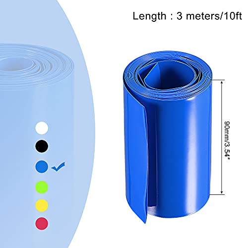MECCANIXITY Battery Wrap PVC Heat Shrink Tubing 58mm Dia 90mm Flat 10 Feet(3meters) Blue Good Insulation for Battery Pack - color: Blue, size: 58mmx90mmx3m