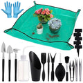 ANPHSIN 20pcs Small Gardening Tools Gifts for Women Beginners, Green | Garden Hand Tools Set for Indoor Succulent Bonsai Plants Transplanting, Included 39" Plant Repotting Mat/Mini Shovel/Labels - color: Green