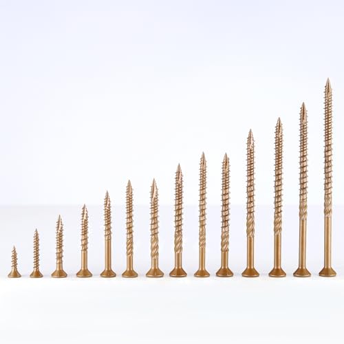 Deck Screws 126PCS, #8 Wood Screws Assortment Kit, Exterior Epoxy Coated Brown Finish,Star Drive (1-1/4",1-3/4",2",2-1/2"),T20 Star Bit - size: #8 Kit