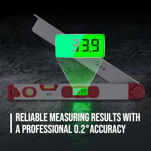 16-Inch Digital Angle Finder with MTR & COM, ±0.2° Accuracy for Woodworking & DIY