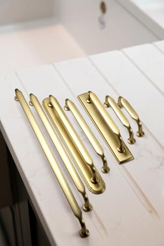 12 Pack Brushed Gold Zinc Alloy Cabinet Handles - 3''(76mm) Hole Center Cabinet Pull Hardware for Bedroom, Kitchen L101 - color: Brushed Gold, size: 3'' Hole Center