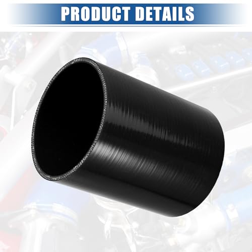 uxcell 4.5" ID 6" Length 4-Ply Reinforced High Temp Straight Coupler Silicone Reducer Hose Black for Car Intercooler Intake Piping Straight Silicone Hose - size: 4.5" ID