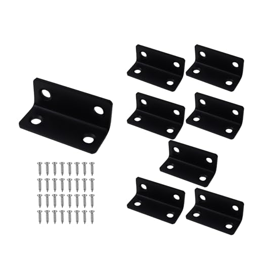 Long L Bracket,ULIFESTAR Black Corner Brace Brackets,Stainless Steel Corner Brackets,Heavy Duty Shelf Bracket,Metal Right Angle Bracket for Wood,46*20mm/1.81*0.79'' 8 PCS - size: 46*20mm/1.81*0.79''