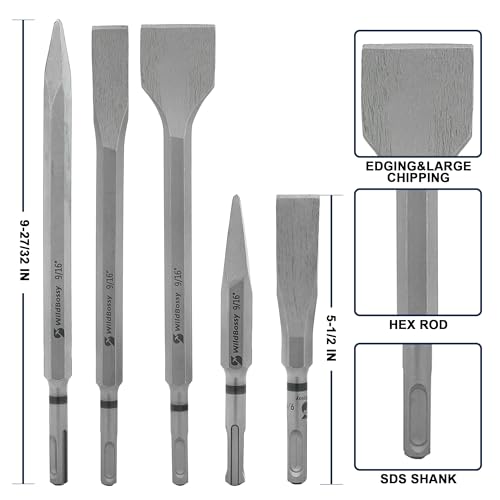 Rotary Hammer Drill Bits and Chisels Set, SDS Plus, 17PCS - size: Assorted Sizes, style: Kit (17 Pieces)