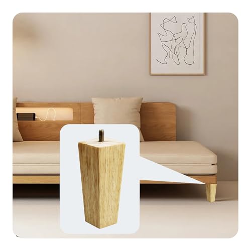 4PCS 5 Inch Solid Wood Furniture Legs, Square Wooden Sofa Couch Feet Leg Replacement for Desk Cabinet Bench Dresser Chair Bookcase Risers Parts, Log Stain - size: 5 Inch