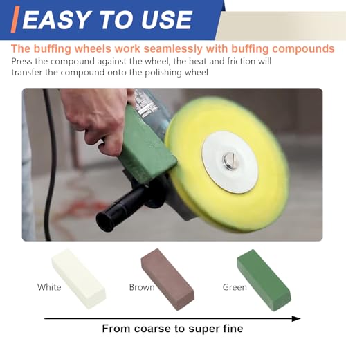 8 Airway Buffing Wheel Kit Polishing Wheel and Polishing Compound for Angle Grinder 8" in Diameter 5/8" in Arbor Hole Aluminum Metal Buffing Wheels Kit 6 Pcs - color: Multi 6pcs, size: 12plys