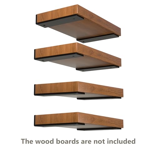 NEODROP 8-Pack 4 Inch Floating Shelf Brackets, Heavy Duty Hidden Brackets For Small, Kitchen, Nursery Shelves, Black Powder Coated Steel - size: 4 Inch, style: 8 Pack