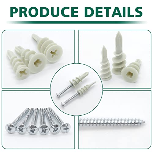 320PCS Drywall Anchors and Screws Kit – Self Drilling Nylon Wall Anchors, Heavy Duty Plastic Anchors for Drywall, No Pre-Drill Needed, Hollow Wall Anchors (10x35mm, 15x32mm, 13x42mm)