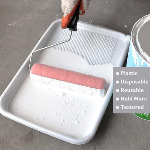 11-Pack 9 inch Disposable Plastic Paint Roller Tray -Come Up with Extra Metal Tray Liner - Ideal for DIY Painting House Projects - size: 12 Pack, 9 Inch