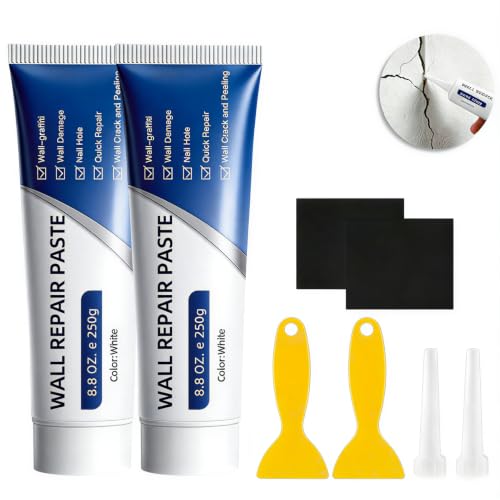 2 PCS Drywall Repair Kit with Scraper, 2026 Upgrade Wall Repair Paste Tube for Holes & Cracks, Professional Drywall Patch Paste & Wall Repair Ointment for DIY Home Improvement (White)