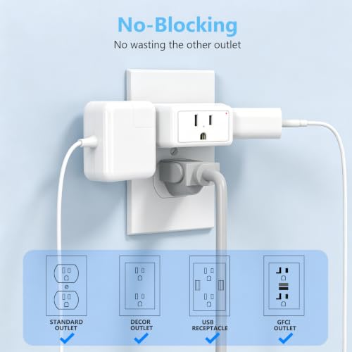 JcBlaon 2 Pack Outlet Extender, Outlet Splitter with 3 AC, Multiple Outlet Wall Plug, 3 Way Angled Design Outlet Adapter, Cruise Essentials for Office, Kitchen, Bathroom, Travel - color: 3 Prong Plug-2 Pack