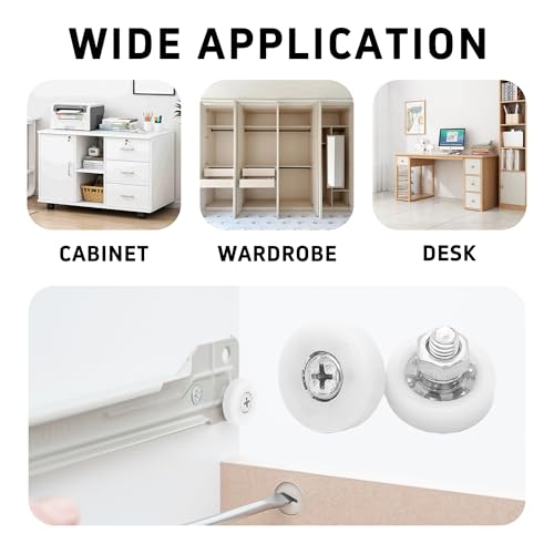 8Pcs 19mm Drawer Rollers, Nylon Drawer Pulley Replacement Wheels with Bearings and Nuts, Small Slide Roller for Cabinet, Sliding Door, Filing Cabinet, Smooth Drawer Positioning Guide - size: 19mm