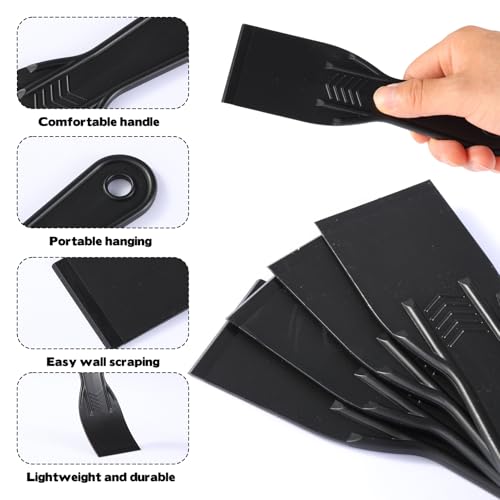 16 Pcs Plastic Putty Knife 2" Black Flexible Putty Knife Scraper Plastic Knives Putty Knife Set for Spackling,Repairing Walls, Removing Wallpaper,Pasting Plaster, Applying Mud