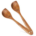 2 Pack Premium wooden spoons for cooking - Acacia Wood Kitchen utensils for Cooking and Stirring, Durable Hardwood Stirring Spoon, Non-Scratch Cooking utensil Tool, Ergonomic Handle 13 Inches - size: Cooking Spoons