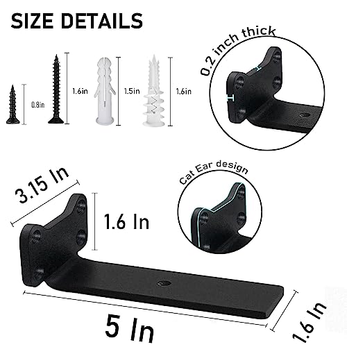Floating Shelf Brackets Heavy Duty Industrial L Shelf Bracket 1/5 Inch Thick Premium Solid Steel Shelf Supports, Black Rustic Wall Brackets for Shelves - 5 Inch Floating Shelves Hardware (6 Pack) - size: 5 Inch-6 Pack