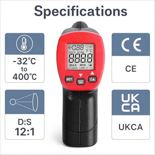 UNI-T UT300S Laser Infrared Thermometer -32℃～400℃Termometro Digital Industrial Non Contact Laser Temperature Meter Gun
