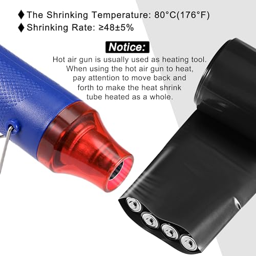 MECCANIXITY Battery Wrap PVC Heat Shrink Tubing 48mm Dia 75mm Flat 10 Feet(3meters) Black Good Insulation for Battery Pack - color: Black, size: 48mmx75mmx3m