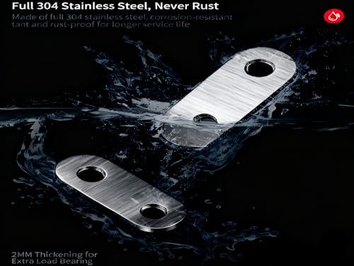 100PACK 1.4INCH X 0.6INCH Stainless Steel Straight Flat Bracket Repair Plate Brace,Mending Joining Plates for Wood, Board, Bed Frame, Furniture & Shelves,with Screws - size: 100PACK 1.4INCH X 0.6INCH