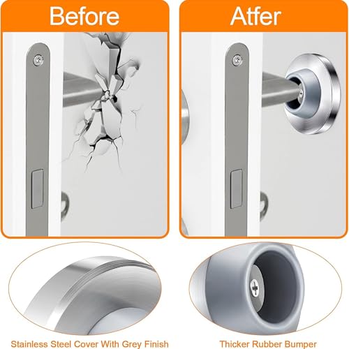 Blulu 4 Pcs Door Stopper Wall Bumper Flush Mount Protector,Silver - color: Silver