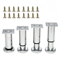 4Pcs Adjustable Silver Metal Furniture Legs 4.7-7.08 Inch Cabinet Desk Sofa - color: Silver, size: 4.7"-7.08"-Set of 4