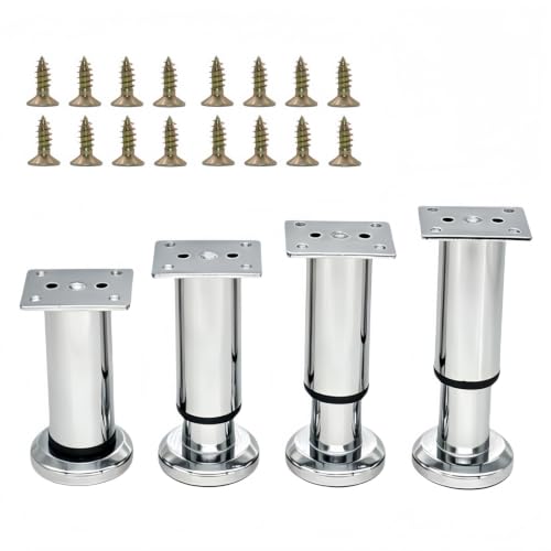 4Pcs Adjustable Silver Metal Furniture Legs 4.7-7.08 Inch Cabinet Desk Sofa - color: Silver, size: 4.7"-7.08"-Set of 4