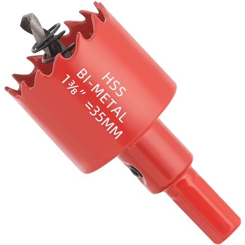 1-3/8 in. Bi-Metal Hole Saw Drill Bits - Versatile and Durable Hole Cutter for Wood, Plywood, Plaster Drywall, Ceiling, Plastic Pipe, PVC and Thin Metal - Includes Arbor & Pilot Bit (35mm) - size: 1-3/8"(35mm)