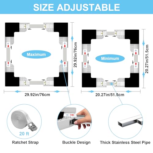 Upgrade Washer Dryer Stacking Kit - Universal Washer Dryer Stacking Kit | Adjustable 29/28/27/26/25/24 Inch - Small Space Saving Solution Stacking Kit for Washer and Dryer with Ratchet Strap - style: Upgrade Universal Stacking Kit