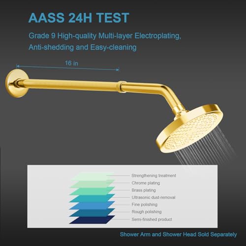 OFFO Shower Head Extension Arm, Shower Arm Extension Shower Head Extender Made of 304 Stainless Steel Shower Pipe Extension, Bright Gold 16 in - color: Bright Gold, style: 16 in