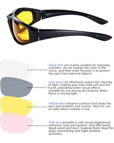 4 Pair Motorcycle Glasses Riding Glasses UV Protection Windproof And Dustproof Motorcycle Foam Cushion Goggles - color: Gray + Yellow + Clear + Pink