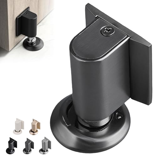 Magnetic Door Stopper No Drilling Height Adhesive Heavy Duty Magnet Doorstop Wedge Stop Catch Bottom Holder to Keep Doors Open (Grey) - color: Gray