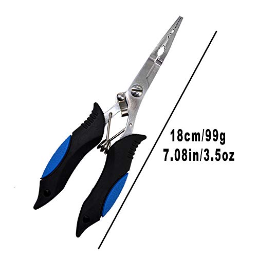 Stainless Steel Fishing Pliers - Needle Nose Plier for Cutting Fishing Line, Multitool Pliers with Sheath and Telescopic Lanyard | Fishing Tools
