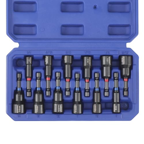 WORKPRO 12 PCS Magnetic Nut Driver Set, Premium Impact Power Hex Nut Driver - size: 12PCS Magnetic Nut Driver Set