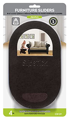 Slipstick 9-1/2” x 5-3/4” Oval Heavy Furniture Movers for Hardwood Floors (4 Pack) Premium Reusable Felt Furniture Sliders for Moving Heavy Appliances & Furniture on Hard Surfaces, CB139 - size: 9-1/2" x 5-3/4" Oval (For Hardwood)