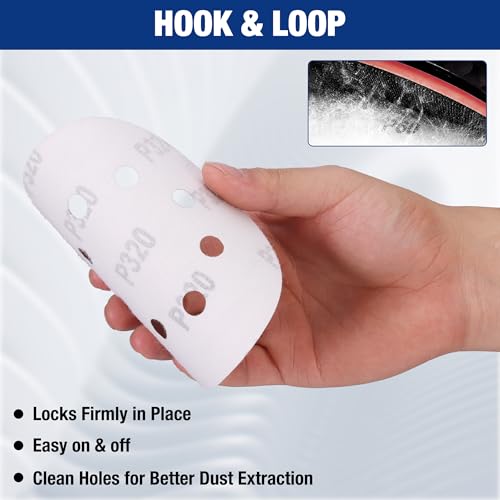 WORKPRO Sanding Discs, 5-Inch 320 Grit 8-Hole Hook and Loop, 50 Pack - style: 50PCS 5 Inch 320 Grit