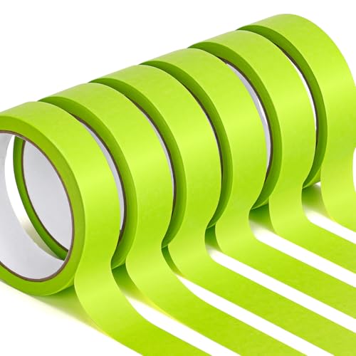 HongWay Masking Tape 1 Inch, 6 Rolls x 22yd (132yds in Total) Painters Tapes for Painting Labeling Arts Crafts, Easy Removal, No Residue (0.94in Green) - color: Green, size: 0.94IN*22YD