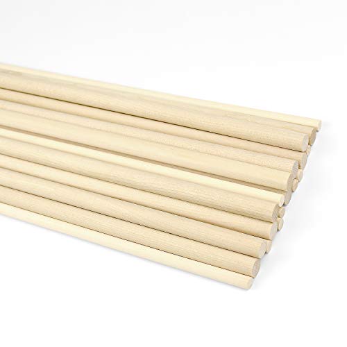 20Pcs Wooden Dowel Rods, 1/4 x 12 Inch Wood Sticks for Crafts