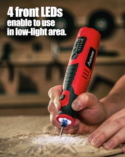 AVID POWER 8V Cordless Rotary Tool 5 Speeds Dog Nail Grinder 4 LED Lights - color: Red