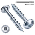 Mellewell #8 x 1-1/4" Zinc Coated Pocket Hole Screws, Square Drive Self Tapping Wood Screws, Coarse Thread Anti-Rust Coated Wood Screw, 65MM 150MM Drive Bits Included, Carbon Steel, 300 PCS - color: Silver, size: #8 x 1-1/4"