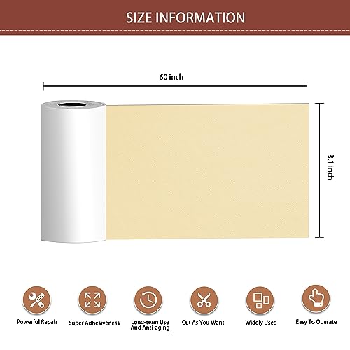 Leather Repair Patch Tape Kit, Self Adhesive Leather Repair for Furniture, Couch, Sofa, Car Seats,Office Chair,Vinyl Repair Kit.3.1inx60in - color: Bright Khaki, size: 3.1 in x 60 in